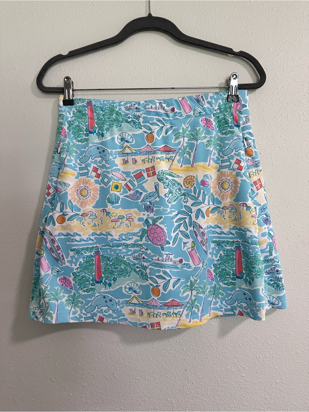 Kaeli Smith Light Blue Tropical Print Mini Skirt